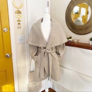 NWT T Tahari Marla Wool-Blend Wrap Coat Size Small